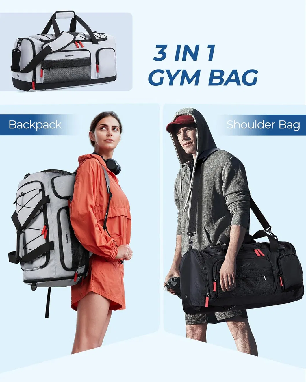 Unisex Small Size Sport Bag Waterproof Gym Carry Tote Oxford Zipper Weekender Travel Bag Shoe Compartment Wet Fashion Letter