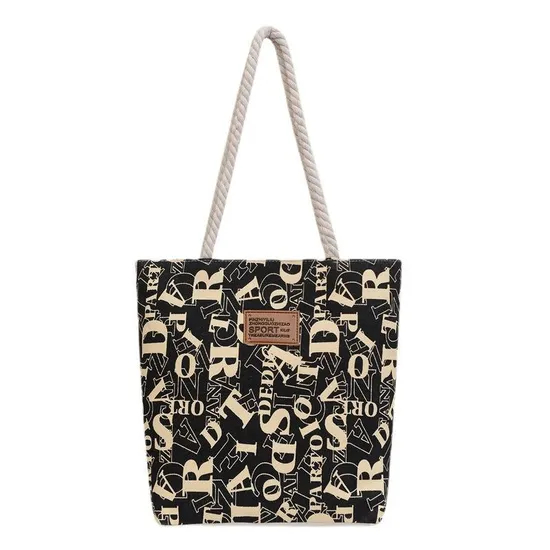 Xianghui Custom Ladies Alphabet Print Shoulder Eco Friendly Large Canvas Tote Bag