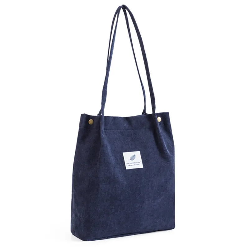 Xianghui Reusable School Shoulder Bag Corduroy Student Tote Shopping Bags