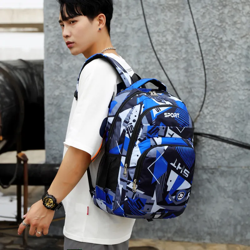 Fashion Joker Water-Splashing Men's Large-Capacity Computer Schoolbags Outdoor Travel Backpacks