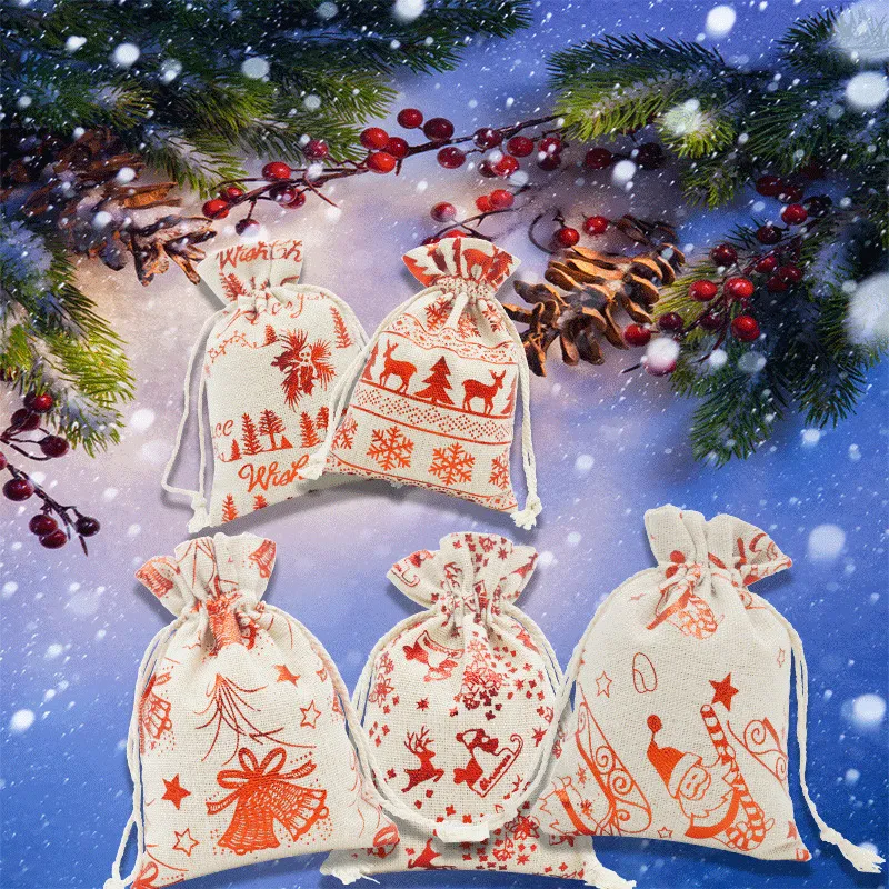 Xianghui Wholesale Advent Calendar Christmas Cotton and Linen Gift Bag Set
