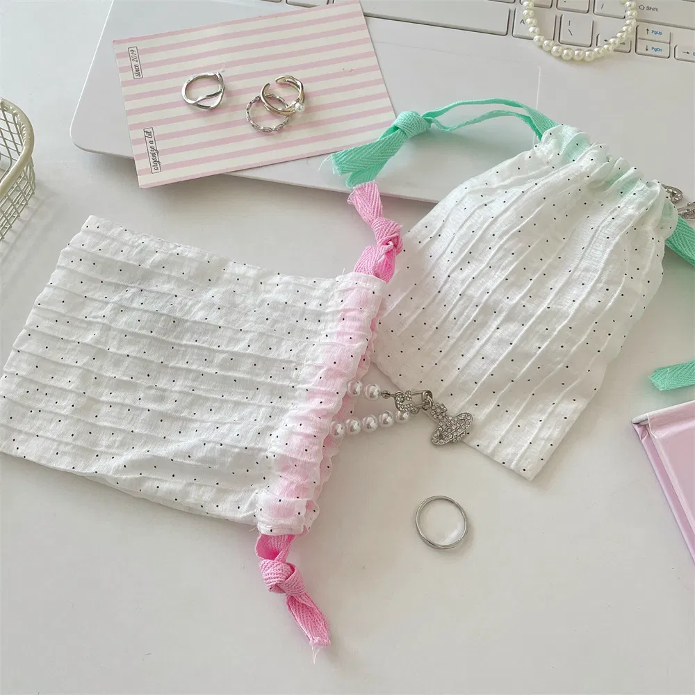 Xianghui Drawstring Pouch Hand Carry Cloth Bag Sundries Organizer Bag Lipstick Coin Storage Bag Jewelry Dustproof Pouch