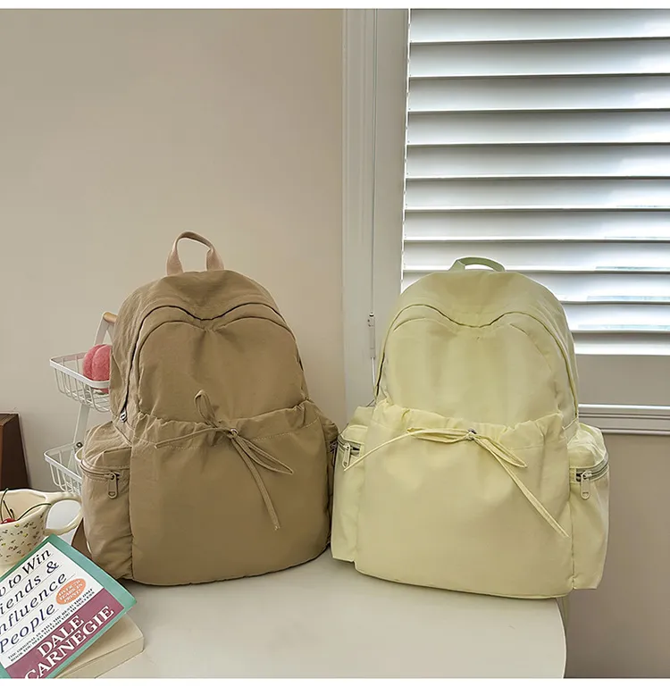 Xianghui Japanese Ins Sweet Style Bow Lightweight Small Backpack High Appearance Fresh Little Fairy Shopping Travel Backpack