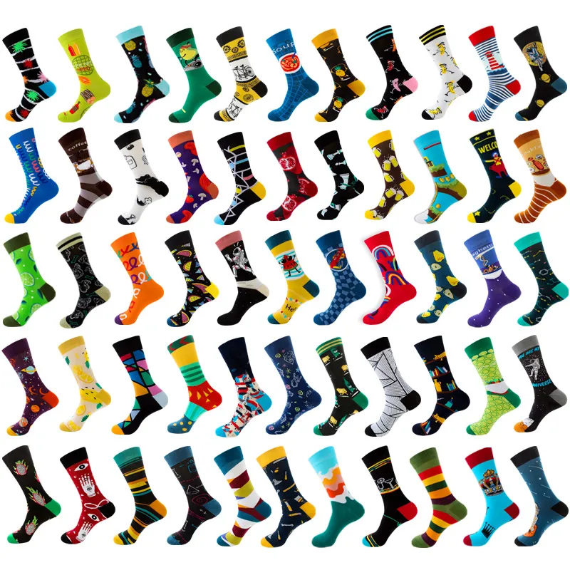Xianghui Carton Men Unisex Happy Custom Logo Jacquard Funny Women Crew Socks