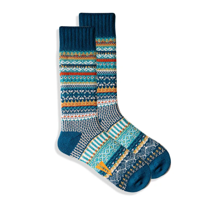 Xianghui Wholesale Novelty Quality Thick Winter Crew Jacquard Happy Socks for Men