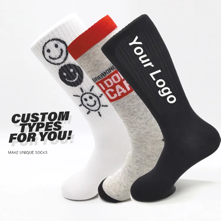 Xianghui Custom Logo Design Jacquard Sport Funny Colorful Printed Socks