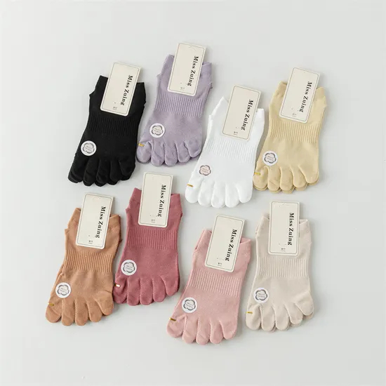 Xianghui Wholesale Pilates Cotton Solid Color Sport Ankle Socks High Elastic Non-Slip Toe Socks