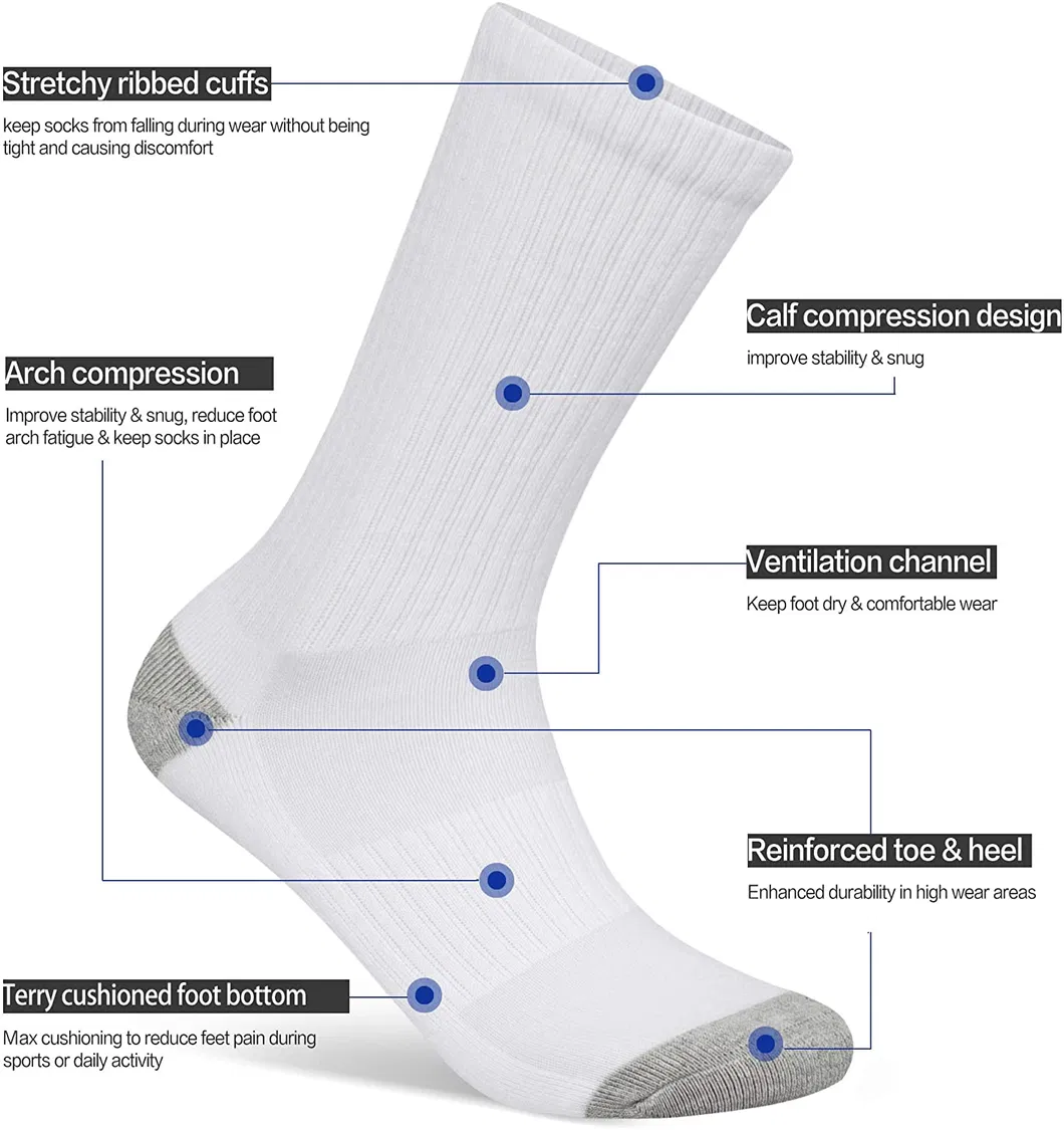 Xianghui Wholesale Can Custom Logo OEM Outdoor Running Crew Cotton Gym Socks