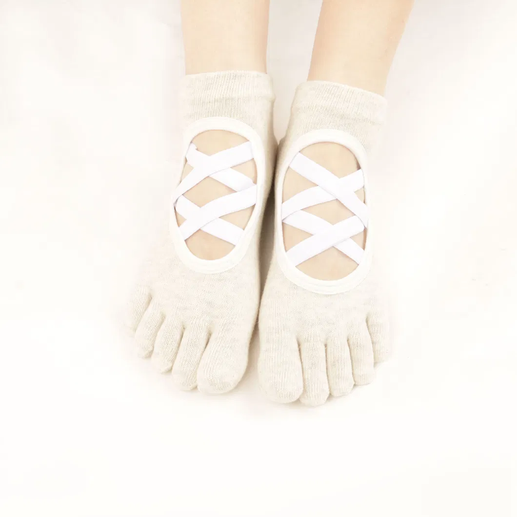 Xianghui Professional Solid Color Non-Slip Pilates Fitness Five-Finger Socks