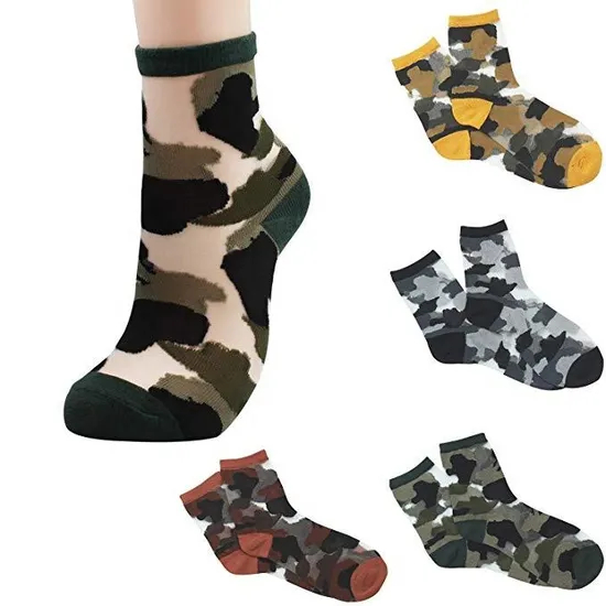 Xianghui Women's Novelty Lace Through Camouflage Pattern Ankle Sock