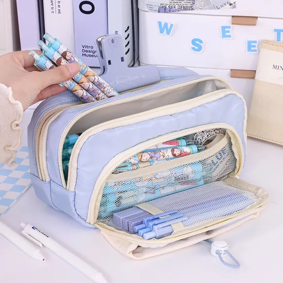 Wholesale School Supplies Pencil Case for School Pen Bags Zipper Pencil Pouch Custom Logo Cloth Pencil Bag