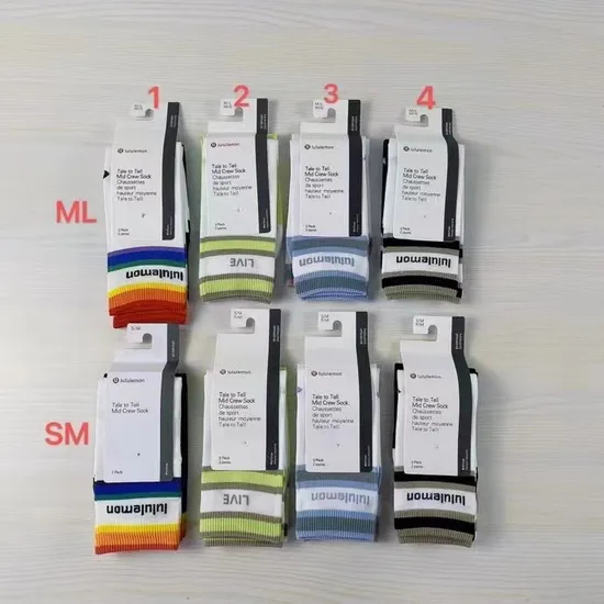 Xianghui Wholesale Rainbow Unisex Sport Yoga Luxury Lulu Letter MID Crew Socks