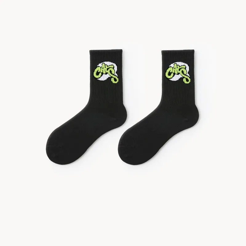 Xianghui Bright Color with Letter Cotton Breathable Crew Unisex Fashion Sport Socks