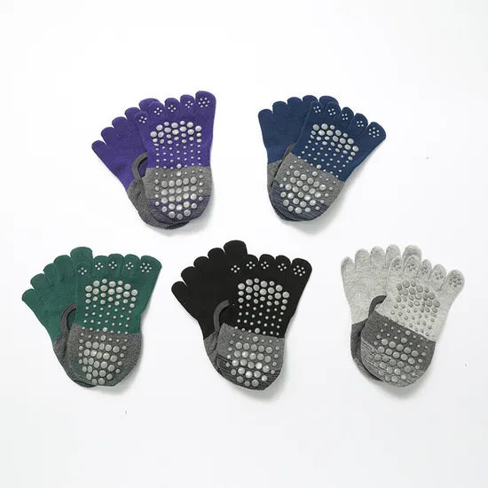 Xianghui High Quality Pilates Women′ S Anti-Slip Color-Matching Toe Sports Yoga Socks