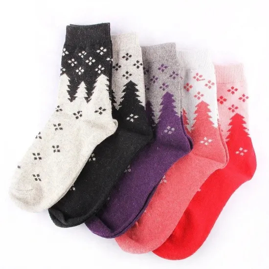 Xianghui Snowflake Sparring Jacquard Pattern Fleece Knitting Socks
