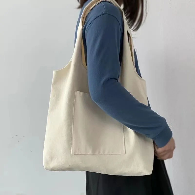 Customize Logo Canvas Fabric Reusable Shopping Bag Supermarket Portable Polyester Bag