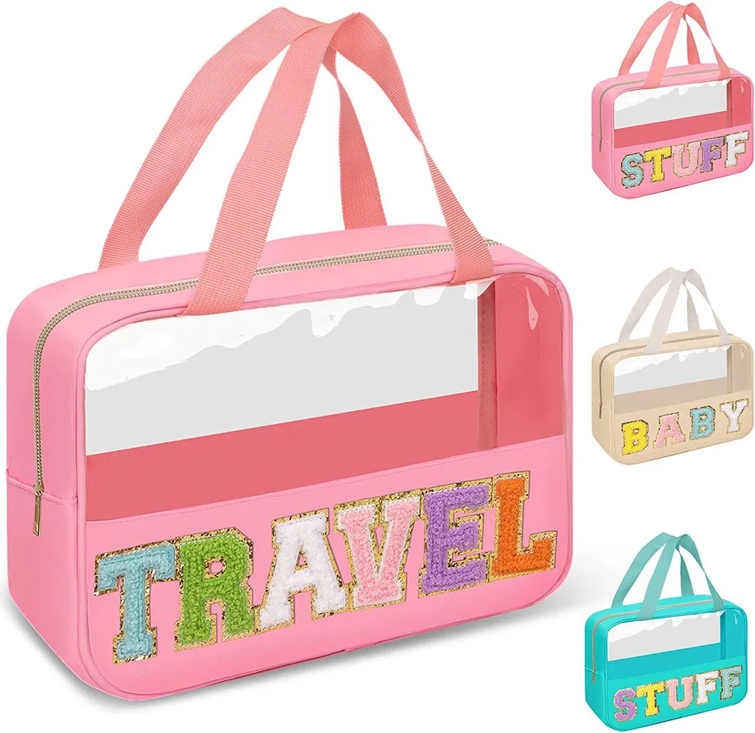 Xianghui Embroidery PVC Letter Makeup Cosmetic Bag Waterproof Travel Storage Bag