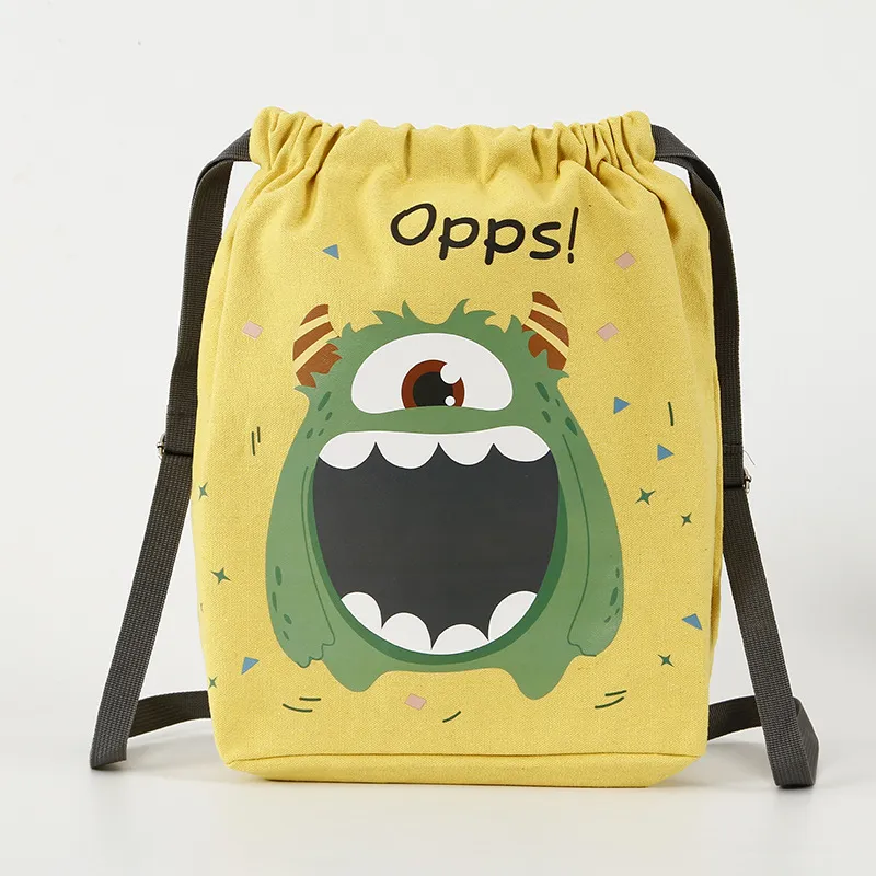 Xianghui Custom Cotton Drawstring Canvas Bag Cartoon Canvas Drawstring Backpack