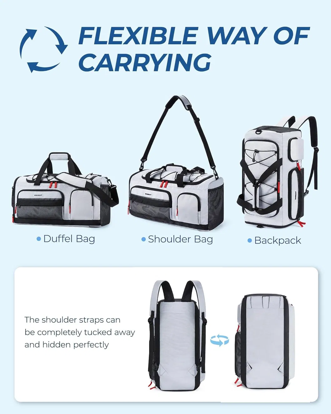 Unisex Small Size Sport Bag Waterproof Gym Carry Tote Oxford Zipper Weekender Travel Bag Shoe Compartment Wet Fashion Letter
