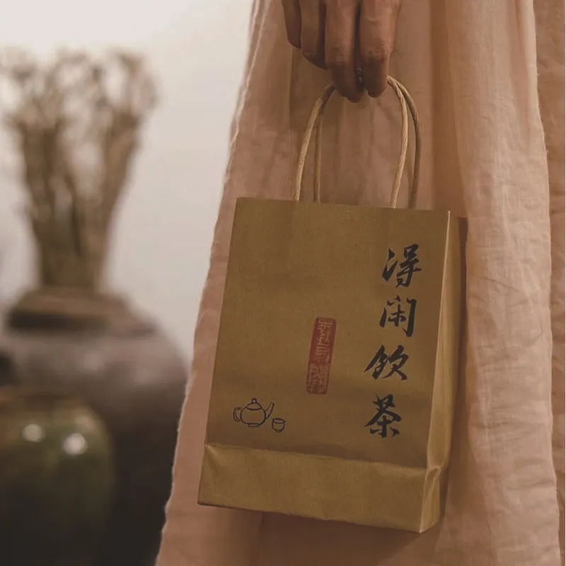 Xianghui Custom Wholesale Blank Paper Calligraphy DIY Bag Tea Gift Packaging Bags