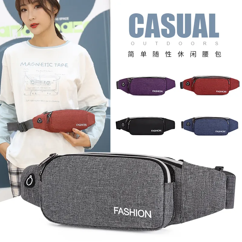 Lightweight Nylon Waist Pack Unisex Fashion Mini Belt Bag with Zipper Closure Waterproof Logo Pattern Bag Design for Travel