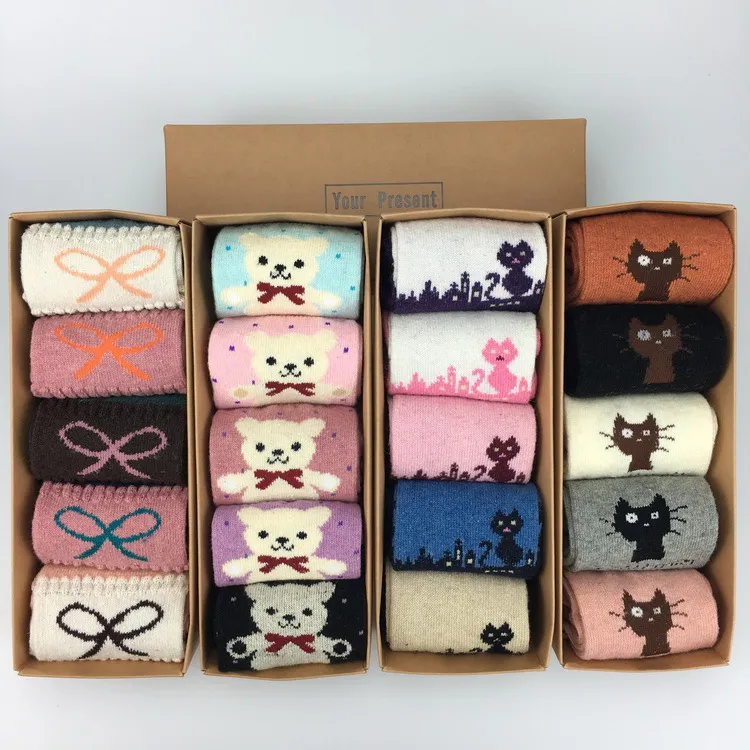 Xianghui Boxed Christmas Autumn and Winter Wool Socks Thickened Warm Crew Socks