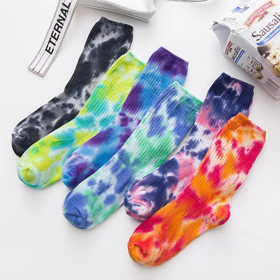 Xianghui Custom Funny Tube Cotton Crew Tie Dye Happy Socks for Unisex