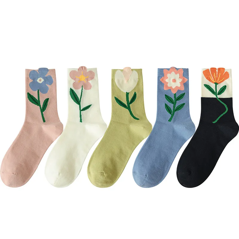 Xianghui Custom Cotton Socks Stocking Happy Funny Flower Socks