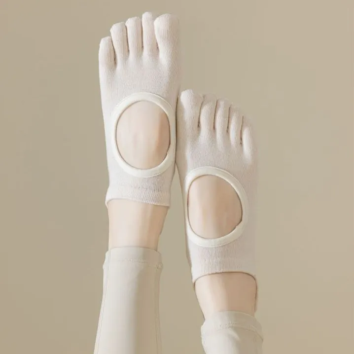 Xianghui Sweat Wicking Pilates Cotton Non-Slip Floor Toe Low-Cut Sport Yoga Socks