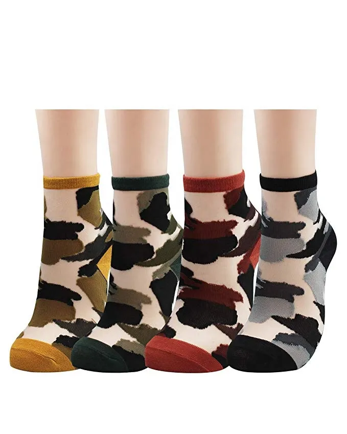 Xianghui Women's Novelty Lace Through Camouflage Pattern Ankle Sock
