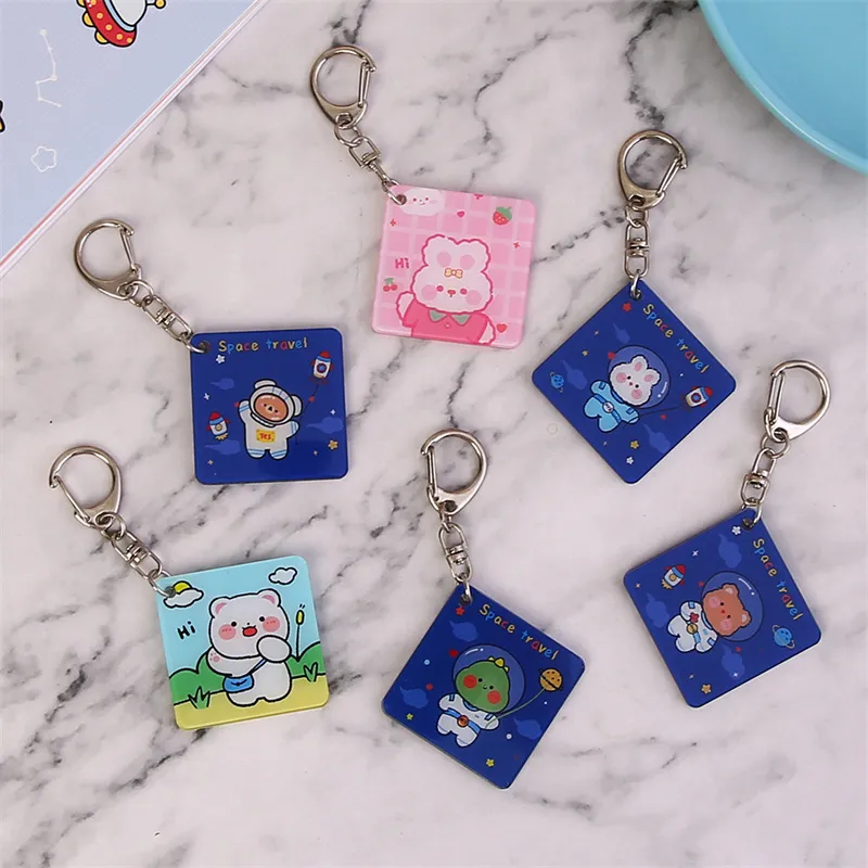Xianghui Fashion Beautiful Colorful Custom Square Sahpe Cute Pattern Acrylic Keychain