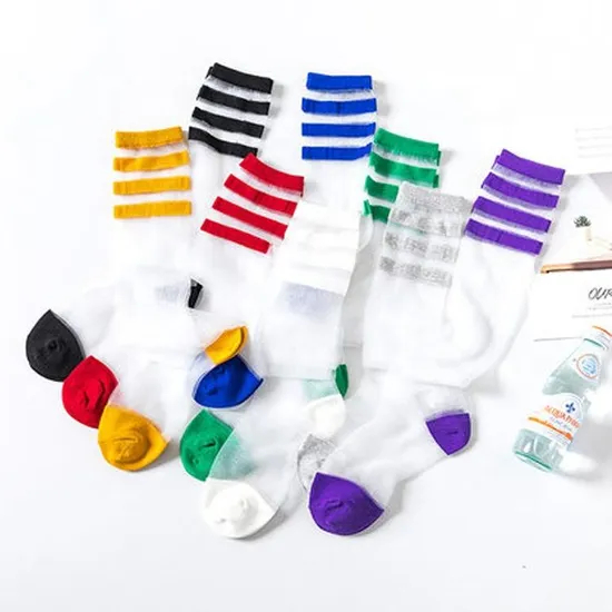 Xianghui Summer Celebrity Cotton Glass Silk Women Long Tube Personality Socks