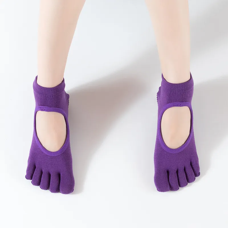Xianghui Five Finger Yoga Socks Non-Slip Hole Split Toe Pilates Dance Beginners Socks