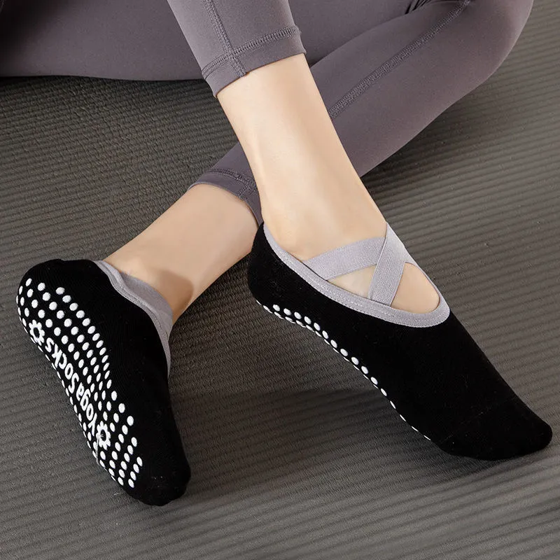 Xianghui Cross Strap Indoor Special Floor Anti Slip Sports Fitness Dance Yoga Socks