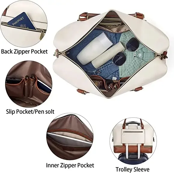 Xianghui Travel Waterproof Sports Gym Waxed Canvas Duffel Bag Leather Trolley