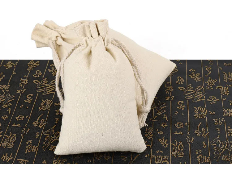 Xianghui Eco Friendly Organic Cotton Linen Logo Customized Canvas Bags Fabric Drawstring Gift Bags