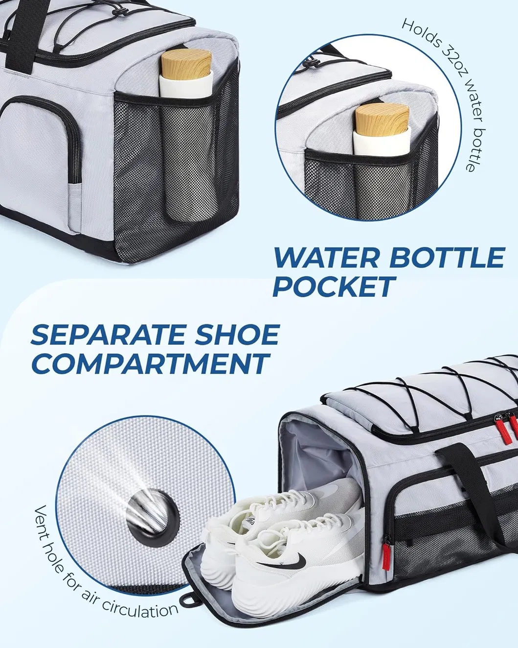 Unisex Small Size Sport Bag Waterproof Gym Carry Tote Oxford Zipper Weekender Travel Bag Shoe Compartment Wet Fashion Letter