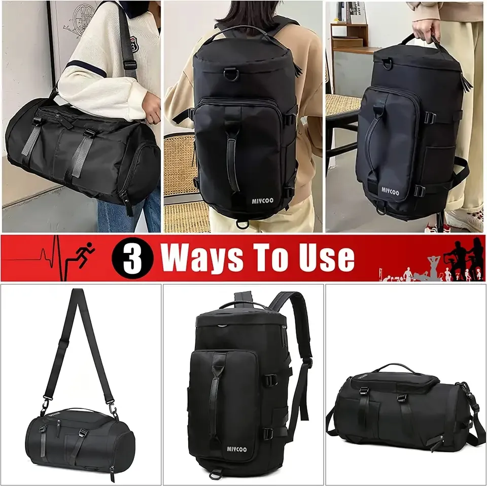 Xianghui Gym Bag Sports Duffle Bag Travel Backpack Shoes Compartment Black Golf Bag