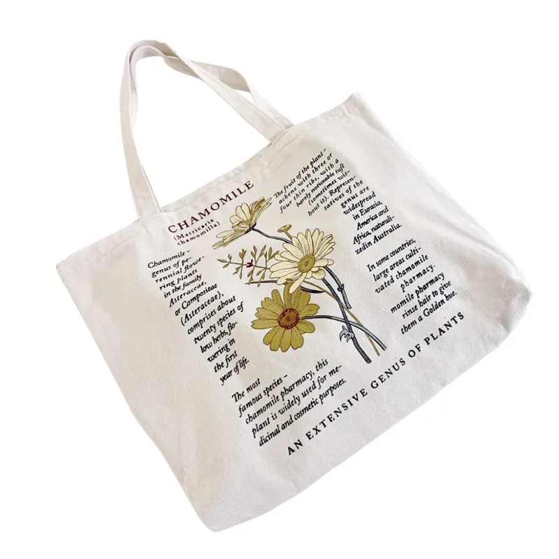 Custom Logo Printed Recyclable Plain Cotton Canvas Shopping Tote Bag
