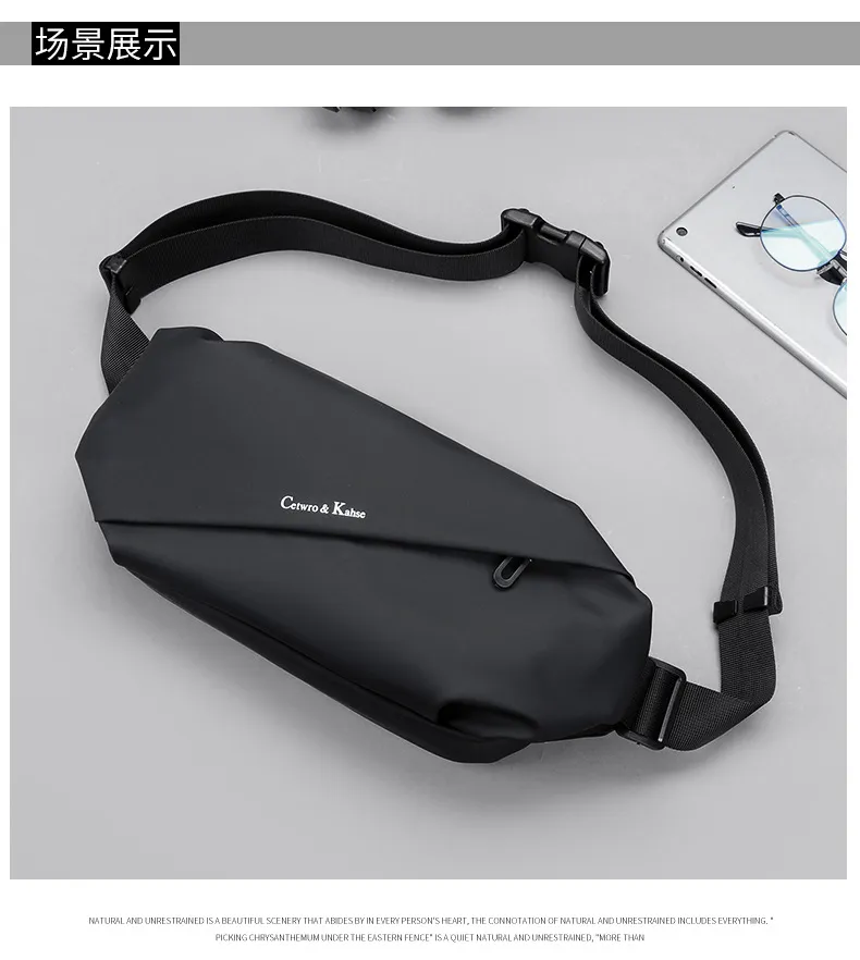 Custom Logo Wholesale Classic Waist Bag Polyester Fiber Waterproof Chest Pack Outdoor Sports Large Capacity Waist Bag Unisex