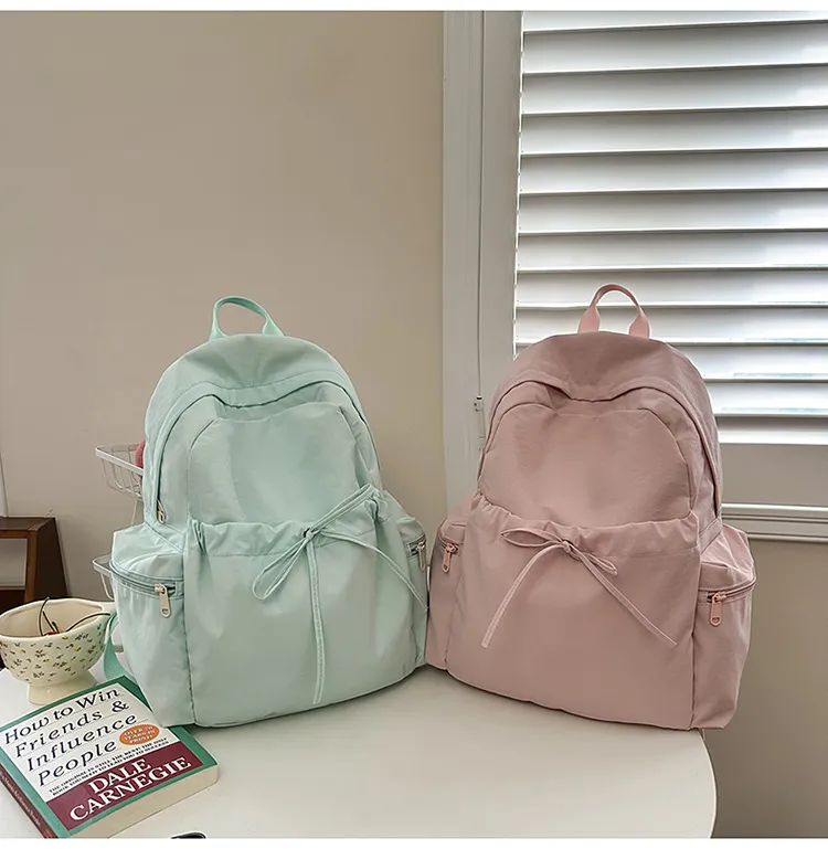 Xianghui Japanese Ins Sweet Style Bow Lightweight Small Backpack High Appearance Fresh Little Fairy Shopping Travel Backpack