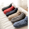 Xianghui Winter Color Striped Knit Fluffy Fuzzy Nonslip Thick Socks Slippers