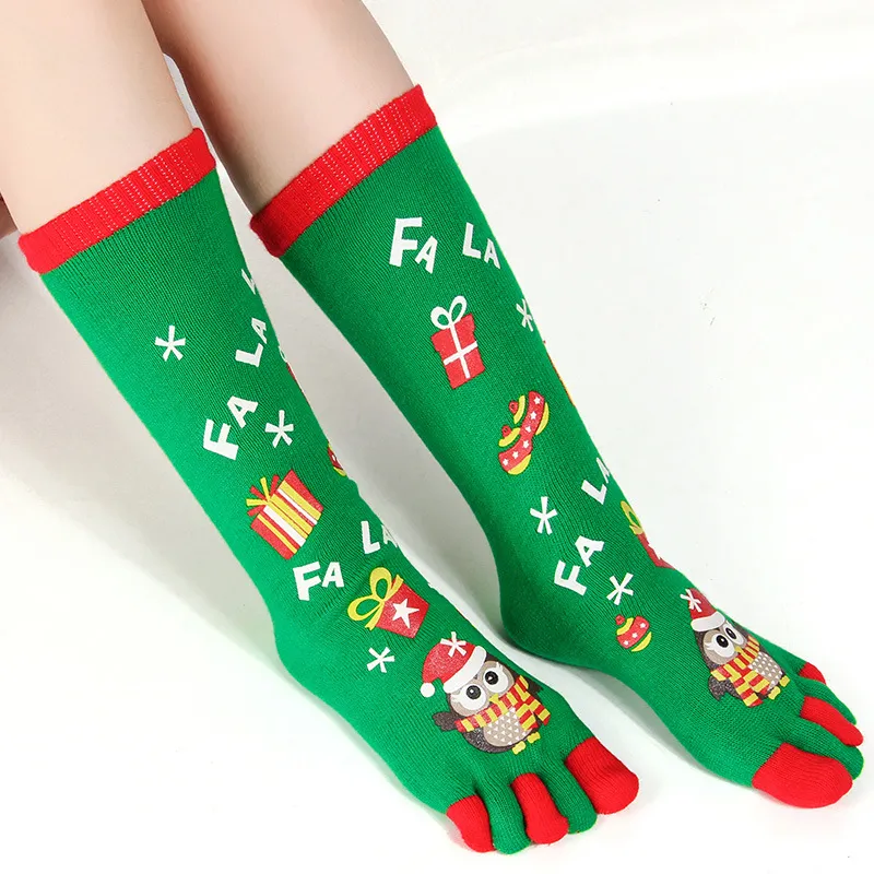 Xianghui Novelty Unisex Long Quality Custom 5 Toe Happy Women Christmas Socks
