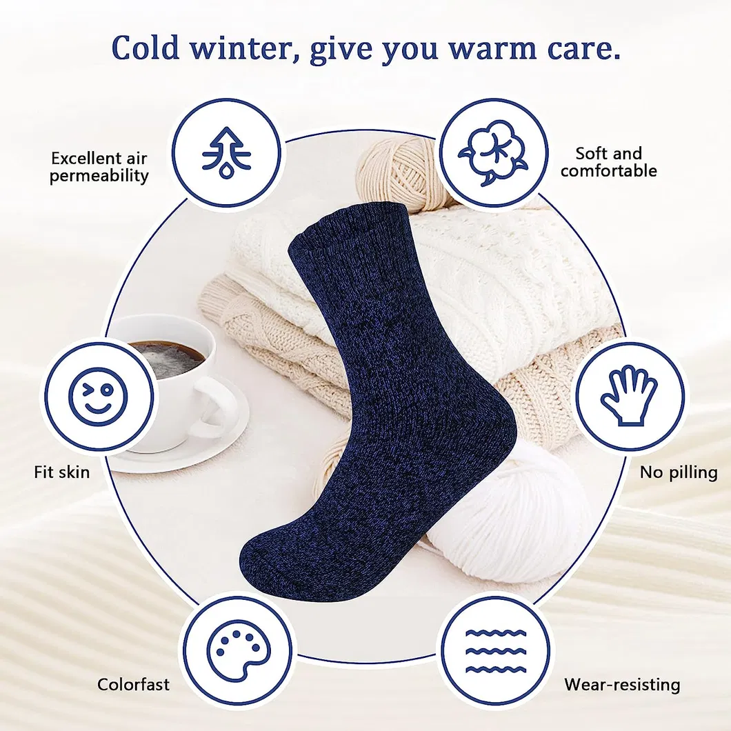 Xianghui Wool Socks Thick Knit Warm for Women Cozy Comfy Socks