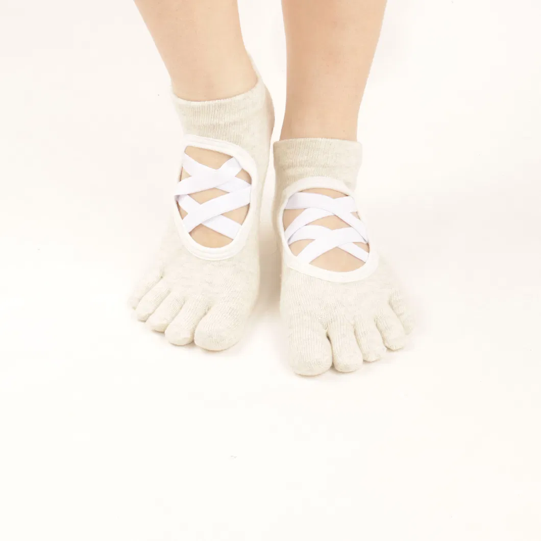 Xianghui Professional Solid Color Non-Slip Pilates Fitness Five-Finger Socks
