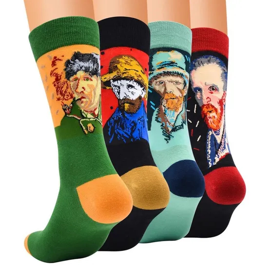 Xianghui World Famous Paintings Restoring Ancient Men Pure Cotton Tube Socks