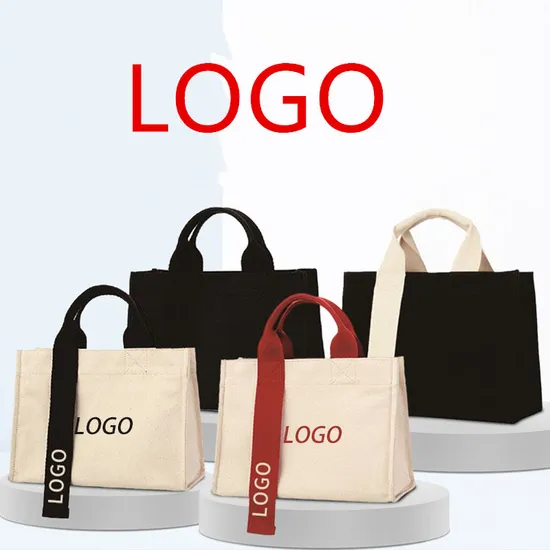 Custom Logo Canvas Packing Tote Bag Hand Shoulder Cotton Bag