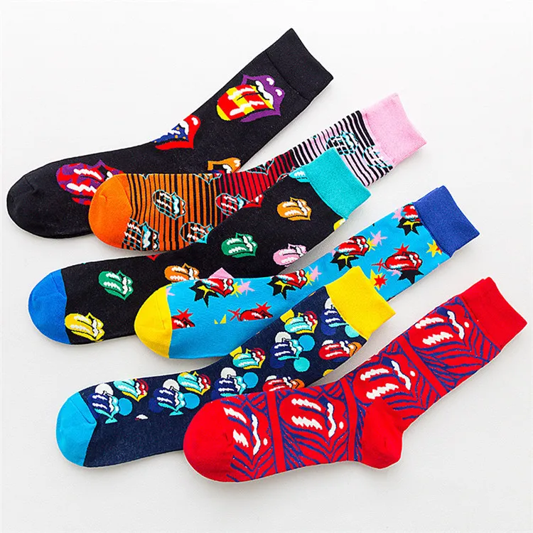 Xianghui Fashion Men Luxury Custom Logo Novelty Custom Socks Printing Men Tube Socks