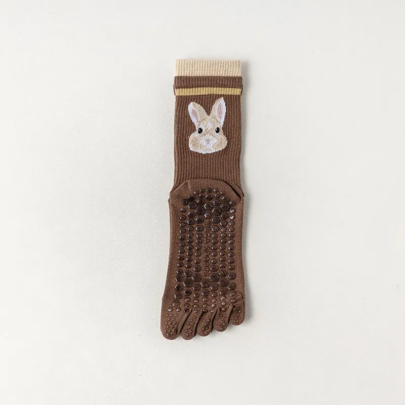 Xianghui Cute Cartoon Animal Pilates Indoor Non-Slip Floor Sport Yoga Toe Socks