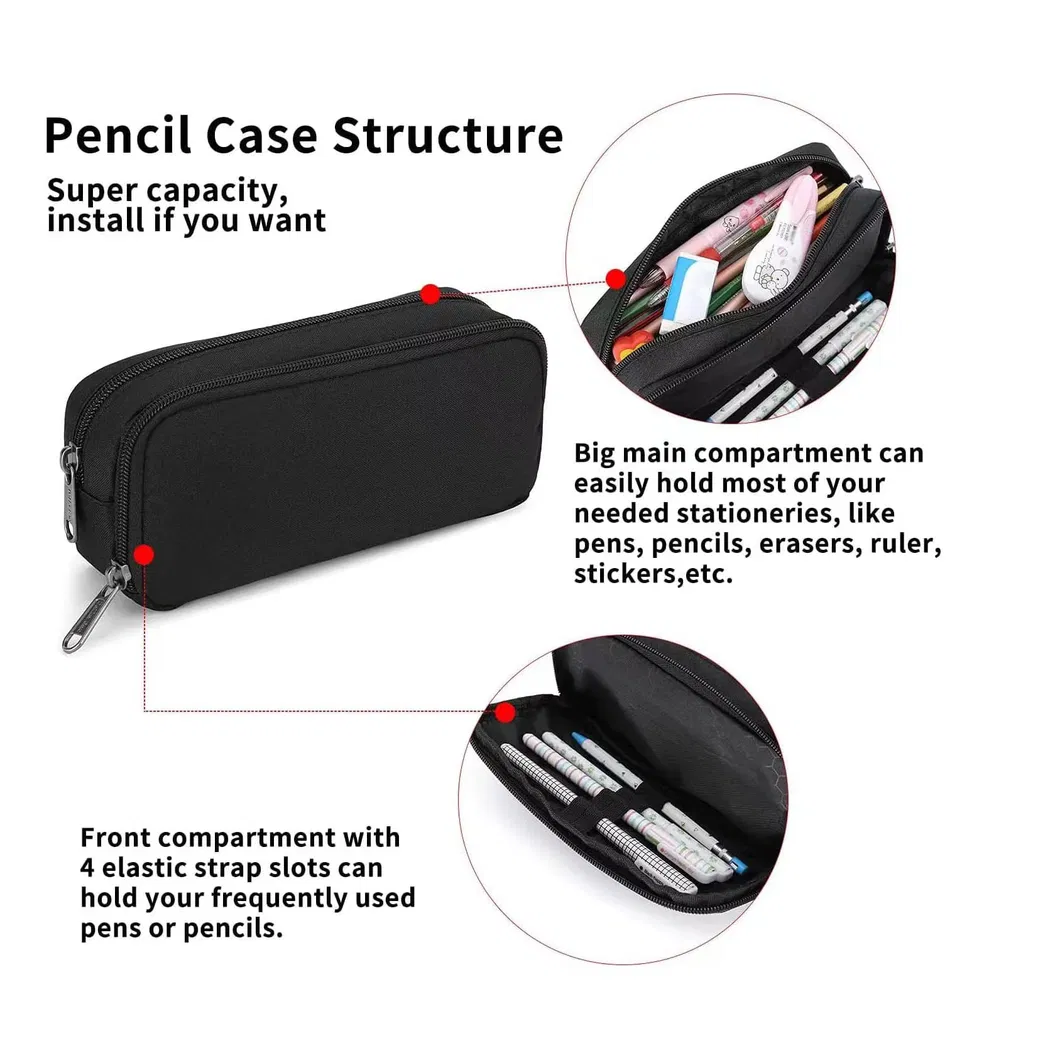 Blank Solid Color Customized Logo Wholesale Fashion Portable Pencil Case Small Student Oxford Pen Pencil Bag for School